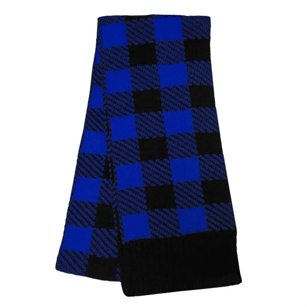 Acrylic Knit Scarf in buffalo plaid pattern with finished hem on... from ASI 90160 Suntex Industries