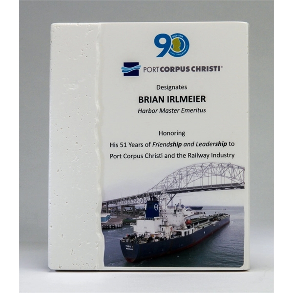 Large travertine accent plaque, 8" x 10".... from ASI 89860 StoneyCreek / StoneyCreek®