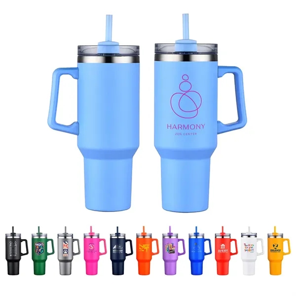 40 oz Vacuum Insulated Travel Mug with Straw... from ASI 36730 Ariel Premium Supply Inc