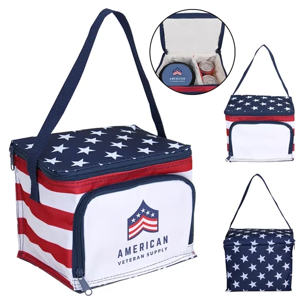 8.5" x 6" x 6" Stars and Stripes polyester cooler bag... from ASI 37980 Bagworld