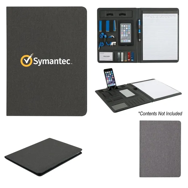Polyester heather padfolio with 30 lined pages and various slots for... from ASI 61125 Hit Promotional Products / Hit®