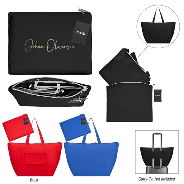 8" x 9.25" packable tote bag with trolley sleeve and pouch.... from ASI 61125 Hit Promotional Products / Hit®