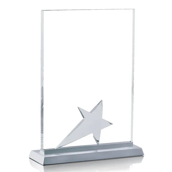 Starfire rectangular award with chrome star and brushed aluminum base.... from ASI 84592 St Regis Group / St Regis
