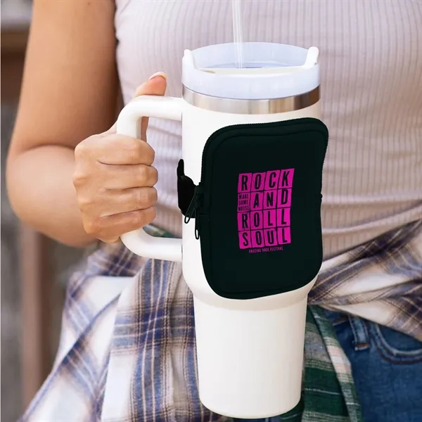 Water bottle pouch/armband with zippered compartment and adjustable elastic strap.... from ASI 90807 Tekweld