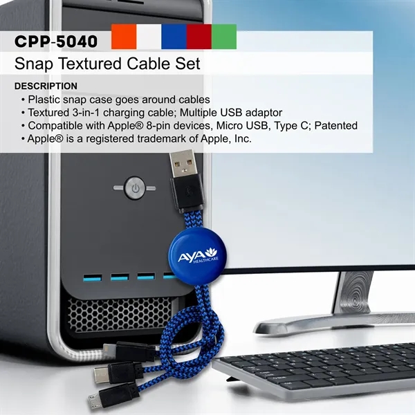 SNAP TEXTURED CABLE SET... from ASI 30208 A P Specialties / AP Specialties