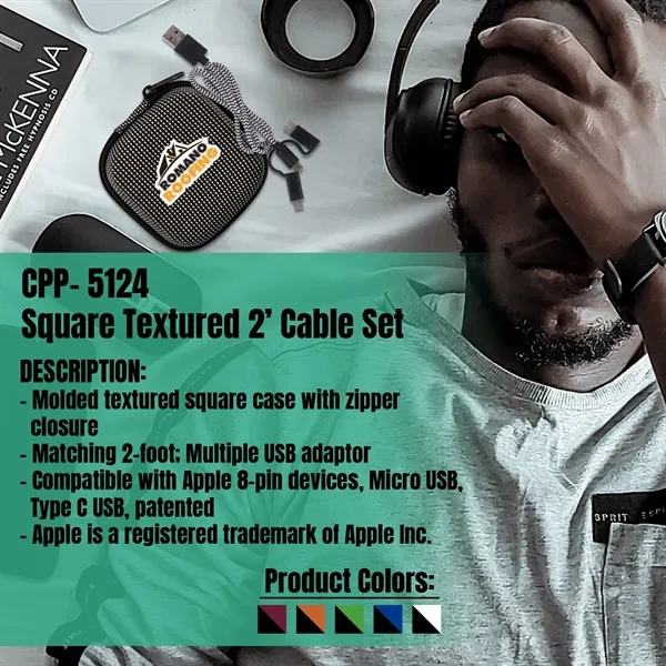 SQUARE TEXTURED 2' CABLE SET... from ASI 30208 A P Specialties / AP Specialties