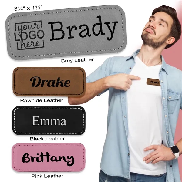 Synthetic leather engraved nametags... from ASI 45795 Colorguppy Printing