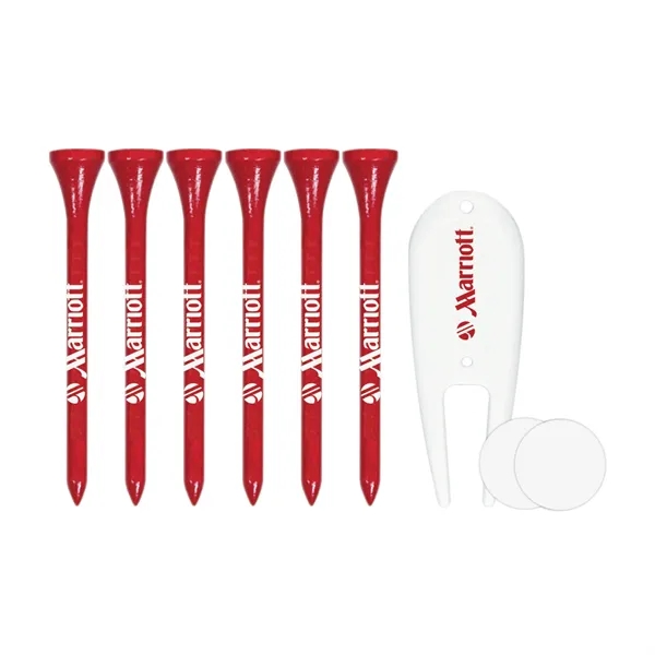 Golf tee pack with 6 tees, divot, and 2 ball markers.... from ASI 57653 Gold Bond