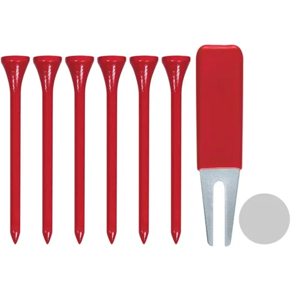 Golf set with 6 tees, divot tool, and ball marker.... from ASI 57653 Gold Bond