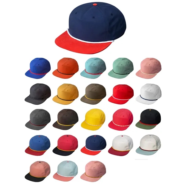 Classic Snapback, Unstructured, Pinch Front Crown, Flat Bill, 5mm Rope on... from ASI 72657 Active Life Promo / Active Life