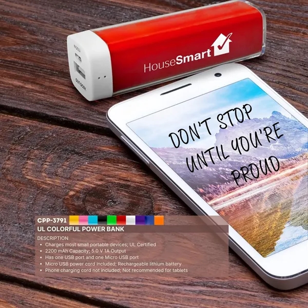 UL COLORFUL POWER BANK... from ASI 30208 A P Specialties / AP Specialties