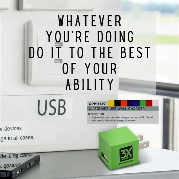 UL Square USB Wall Charger... from ASI 30208 A P Specialties / AP Specialties