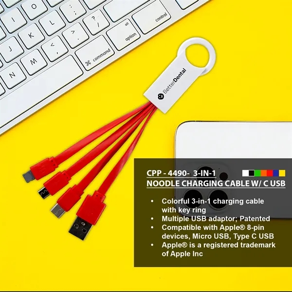 3-IN-1 NOODLE CHARGING CABLE WITH TYPE C USB... from ASI 30208 A P Specialties / AP Specialties