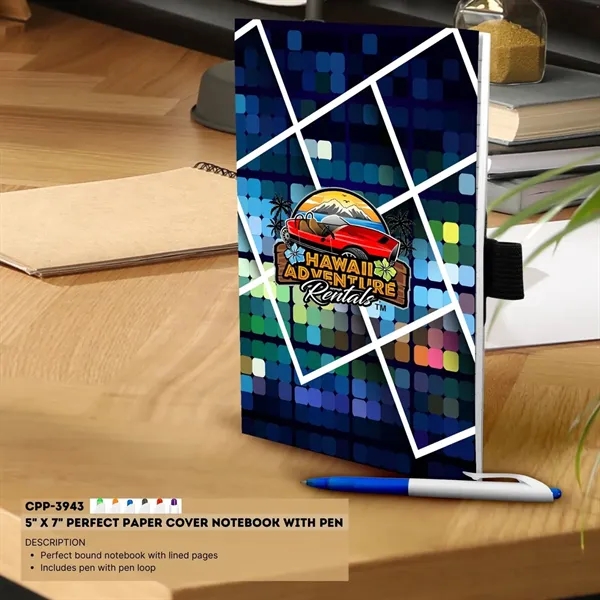 5" X 7" Perfect Paper Cover Notebook with Pen... from ASI 30208 A P Specialties / AP Specialties