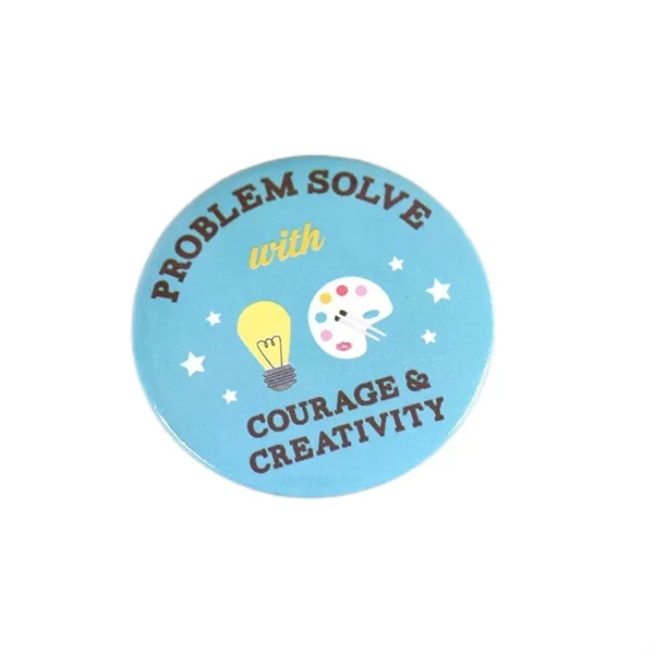 2.28" round tin badge plus full color digital print on 1... from ASI 37218 Athena Promo (tm)