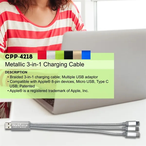 Metallic 3 in 1 Charging Cable... from ASI 30208 A P Specialties / AP Specialties