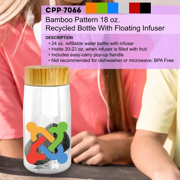 Bamboo Pattern 18 oz. Recycled Bottle with Floating Infuser... from ASI 30208 A P Specialties / AP Specialties