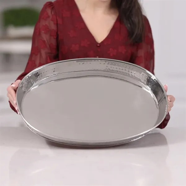 Metal serving tray for drinks, food, or display.  Oval in... from ASI 39839 BrekX