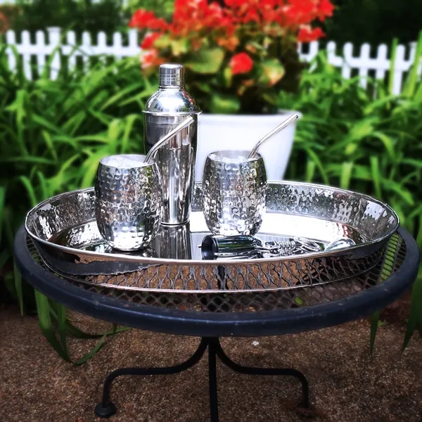 Metal serving tray for drinks, food, or display.  Oval in... from ASI 39839 BrekX