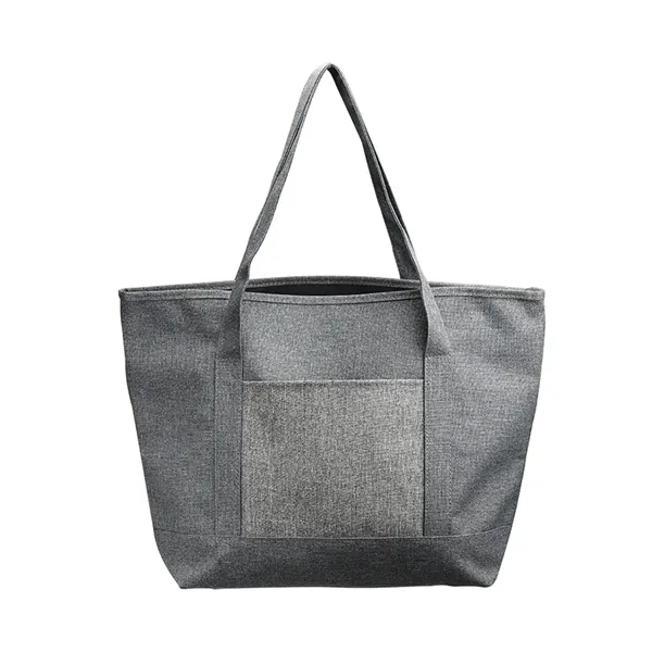 Heathered tote bag with pocket plus 1 color silkscreen imprint on... from ASI 37218 Athena Promo (tm)