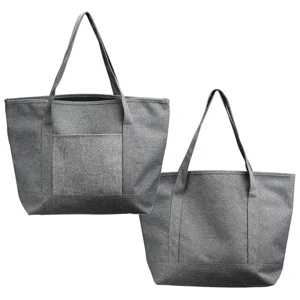 Heathered tote bag with pocket plus 1 color silkscreen imprint on... from ASI 37218 Athena Promo (tm)