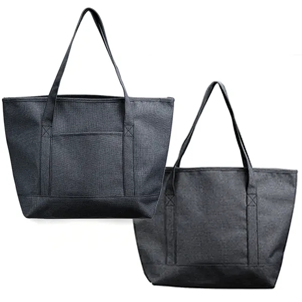 Heathered tote bag with pocket plus 1 color silkscreen imprint on... from ASI 37218 Athena Promo (tm)