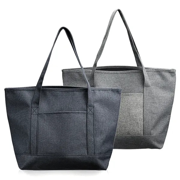 Heathered tote bag with pocket plus 1 color silkscreen imprint on... from ASI 37218 Athena Promo (tm)