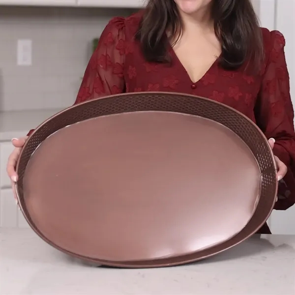 Metal serving tray for drinks, food, or display.  Oval in... from ASI 39839 BrekX