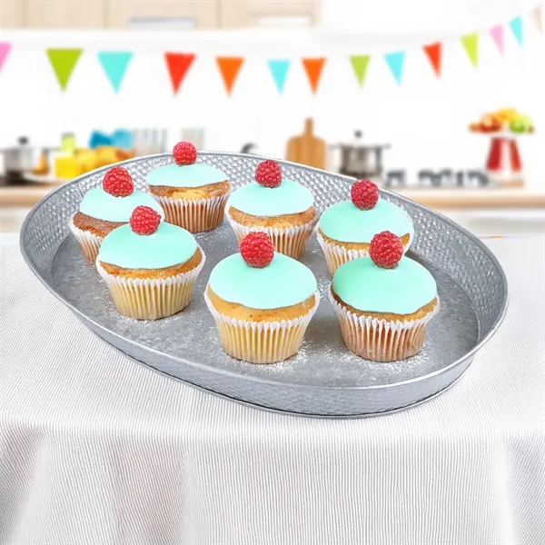 Metal serving tray for drinks, food, or display.  Oval in... from ASI 39839 BrekX