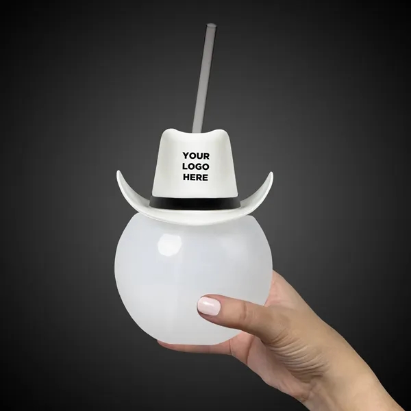 Round plastic ball-shaped 20 ounce capacity drinking tumbler with straw.... from ASI 42016 Brighter Promotions Inc