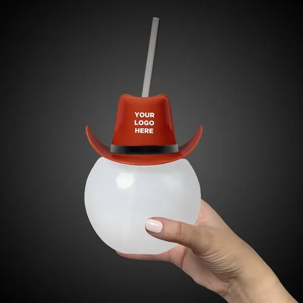 Round plastic ball-shaped 20 ounce capacity drinking tumbler with straw.... from ASI 42016 Brighter Promotions Inc