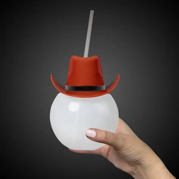 Round plastic ball-shaped 20 ounce capacity drinking tumbler with straw.... from ASI 42016 Brighter Promotions Inc