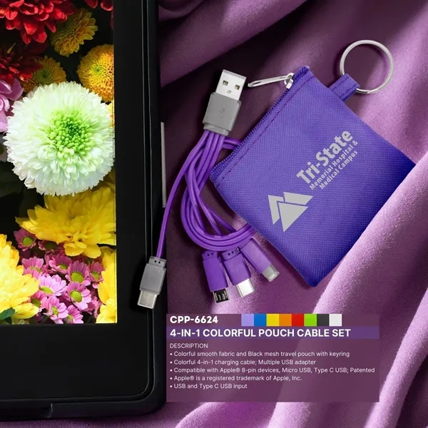 4-in-1 Colorful Pouch Cable Set... from ASI 30208 A P Specialties / AP Specialties