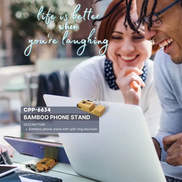 Bamboo Phone Stand Keychain... from ASI 30208 A P Specialties / AP Specialties