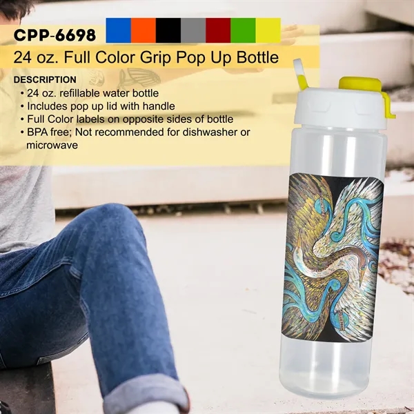 24 OZ. FULL COLOR GRIP POP UP BOTTLE... from ASI 30208 A P Specialties / AP Specialties