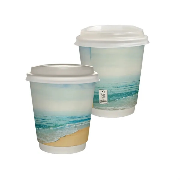 10 oz Full Color Seaside Insulated Paper Cup With Lid... from ASI 30208 A P Specialties / AP Specialties