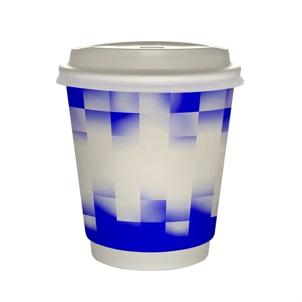 10 oz Full Color Shaded Checkers Insulated Paper Cup With Li... from ASI 30208 A P Specialties / AP Specialties