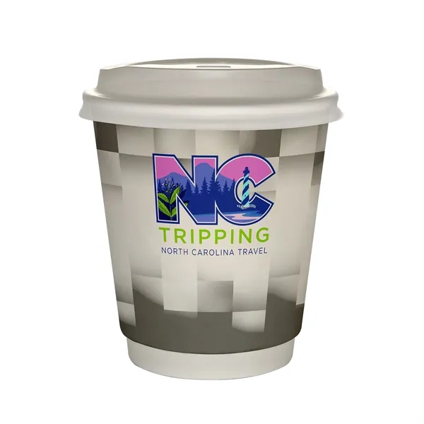 10 oz Full Color Shaded Checkers Insulated Paper Cup With Li... from ASI 30208 A P Specialties / AP Specialties