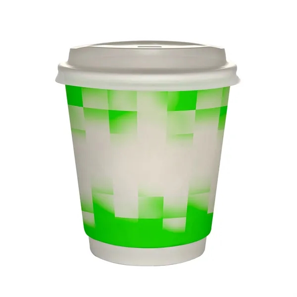 10 oz Full Color Shaded Checkers Insulated Paper Cup With Li... from ASI 30208 A P Specialties / AP Specialties