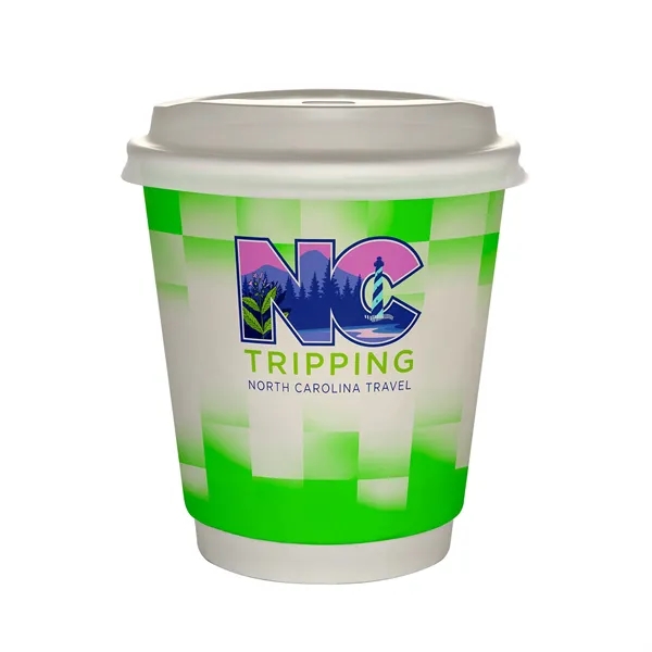 10 oz Full Color Shaded Checkers Insulated Paper Cup With Li... from ASI 30208 A P Specialties / AP Specialties