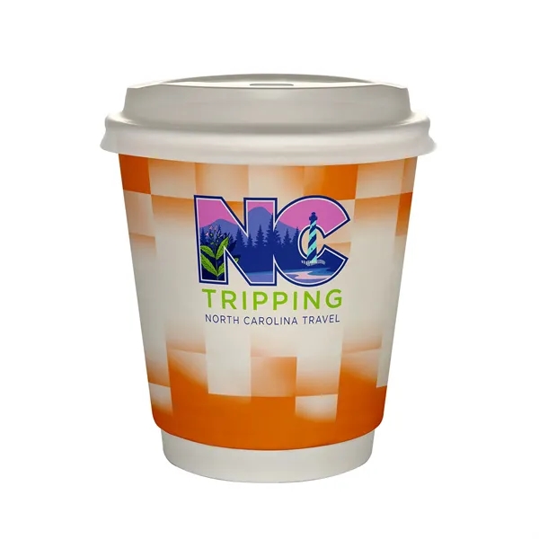 10 oz Full Color Shaded Checkers Insulated Paper Cup With Li... from ASI 30208 A P Specialties / AP Specialties