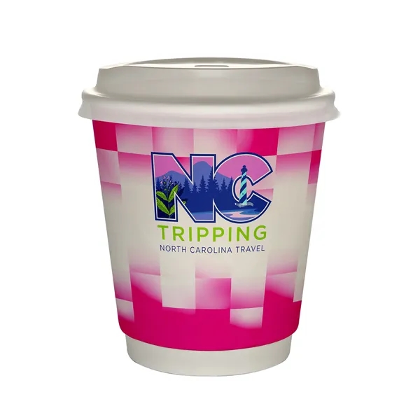 10 oz Full Color Shaded Checkers Insulated Paper Cup With Li... from ASI 30208 A P Specialties / AP Specialties