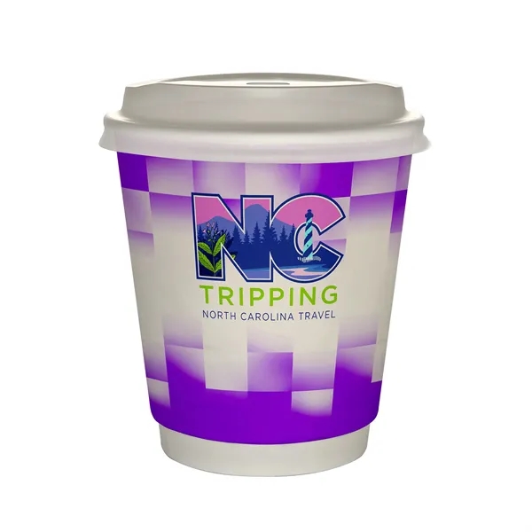 10 oz Full Color Shaded Checkers Insulated Paper Cup With Li... from ASI 30208 A P Specialties / AP Specialties