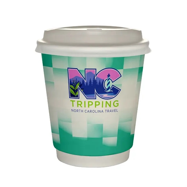 10 oz Full Color Shaded Checkers Insulated Paper Cup With Li... from ASI 30208 A P Specialties / AP Specialties