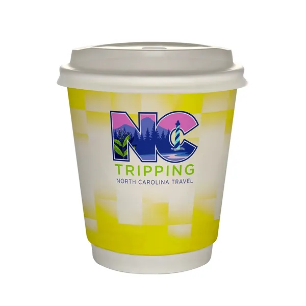 10 oz Full Color Shaded Checkers Insulated Paper Cup With Li... from ASI 30208 A P Specialties / AP Specialties
