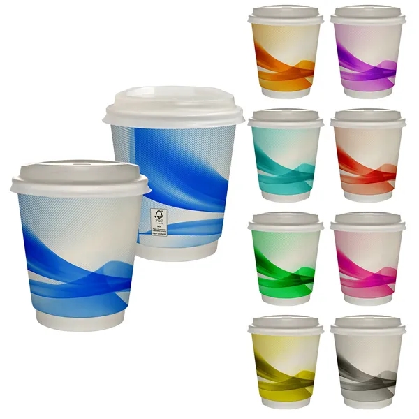10 oz Full Color Groovy Insulated Paper Cup With Lid... from ASI 30208 A P Specialties / AP Specialties