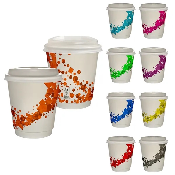 10 oz Full Color Floating Cubes Insulated Paper Cup With Lid... from ASI 30208 A P Specialties / AP Specialties