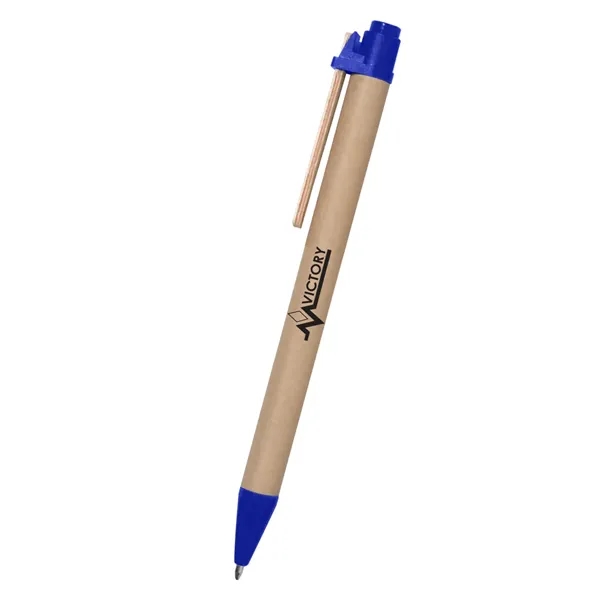 Eco-friendly pen with paper barrel, wooden clip and plunger action.... from ASI 61125 Hit Promotional Products / Hit®