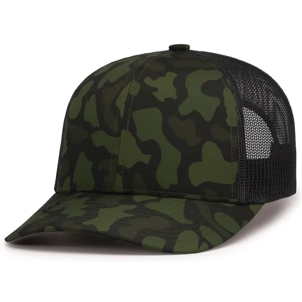 Duck Camo Trucker Snapback Cap featuring features a sublimated camo print.... from ASI 37461 Augusta Sportswear / Pacific Headwear