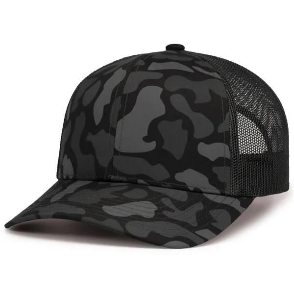 Duck Camo Trucker Snapback Cap featuring features a sublimated camo print.... from ASI 37461 Augusta Sportswear / Pacific Headwear